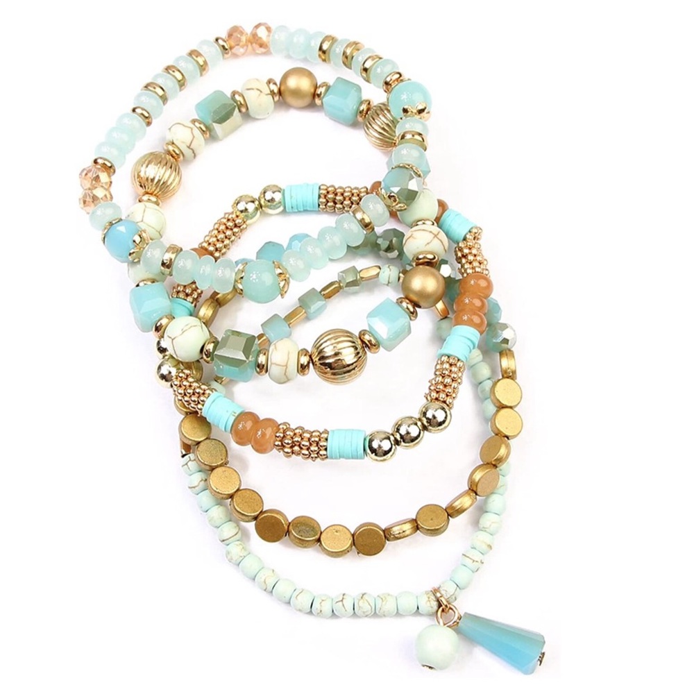 Stackable Bracelets (5) Natural Mint Tassel NWT - Picture 3 of 4